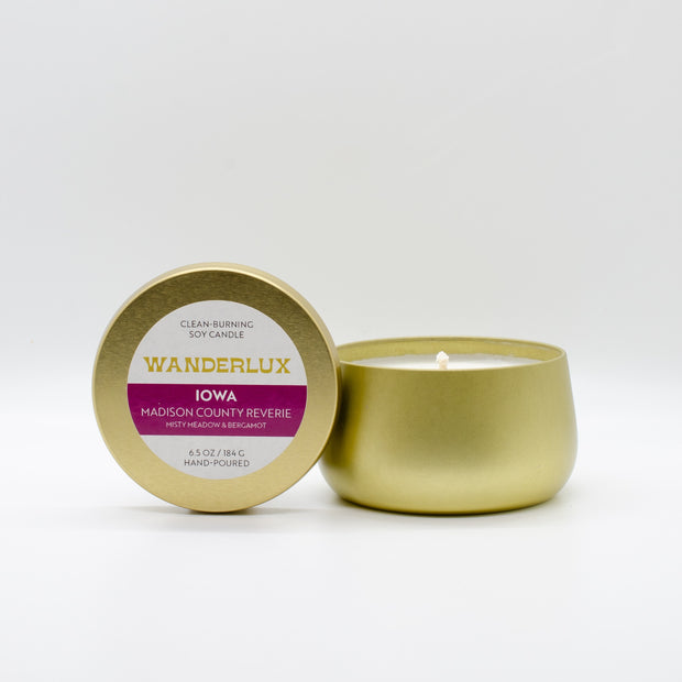 Wanderlux Iowa Madison County Reverie 6.5 Ounce Soy Candle
