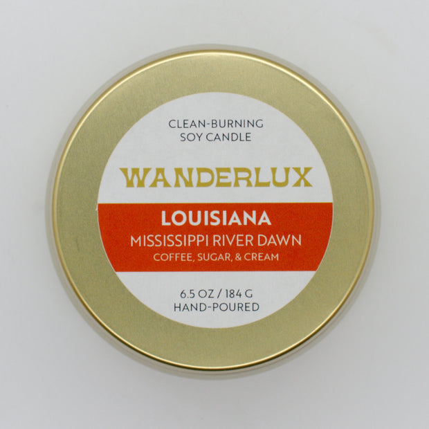 Wanderlux Louisiana Mississippi River Dawn 6.5 Ounce Soy Candle