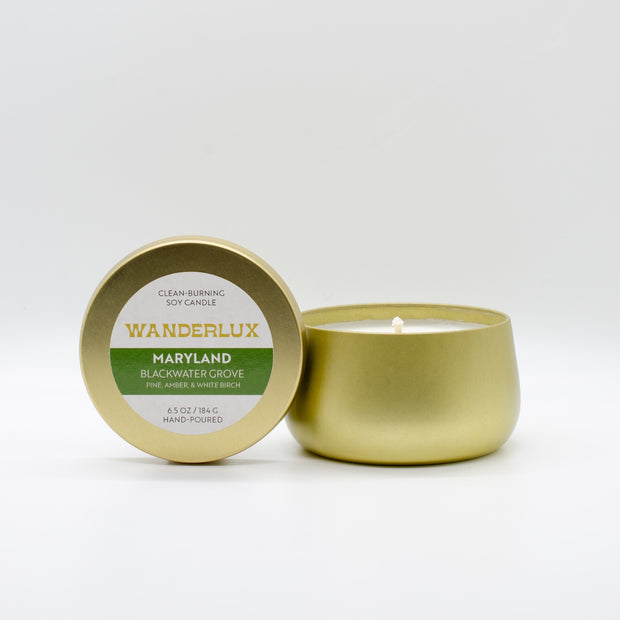 Wanderlux Maryland Blackwater Pine Grove 6.5 Ounce Soy Candle