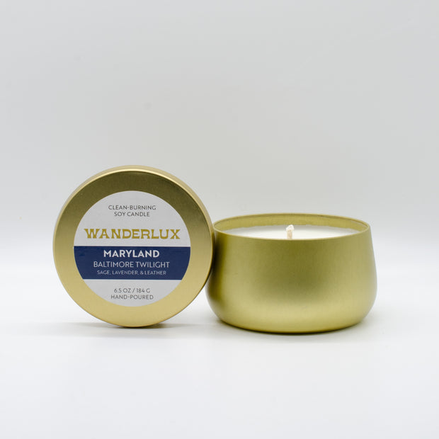Wanderlux Maryland Baltimore Twilight 6.5 Ounce Soy Candle