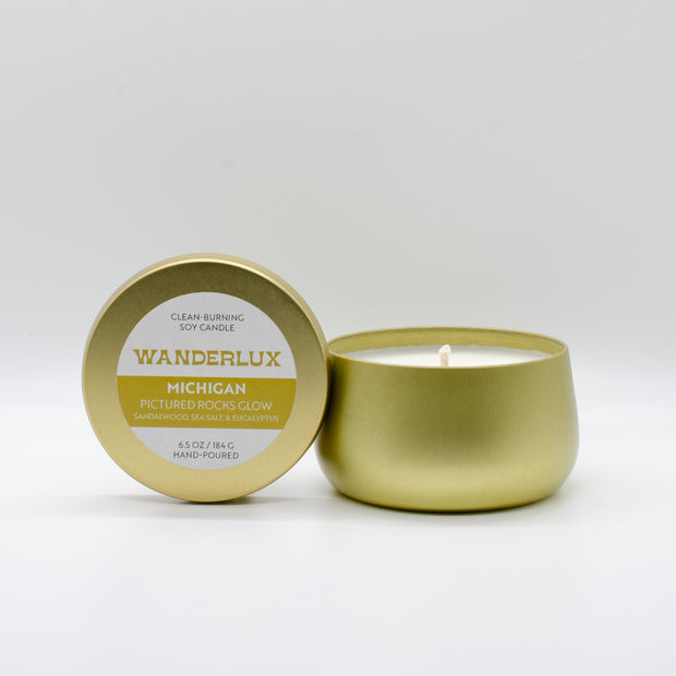 Wanderlux Michigan Pictured Rocks Glow 6.5 Ounce Soy Candle