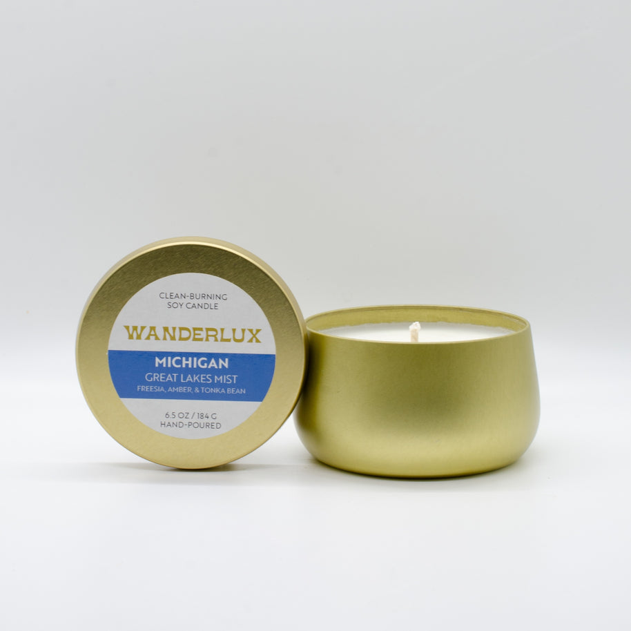 Wanderlux Michigan Great Lakes Mist 6.5 Ounce Soy Candle