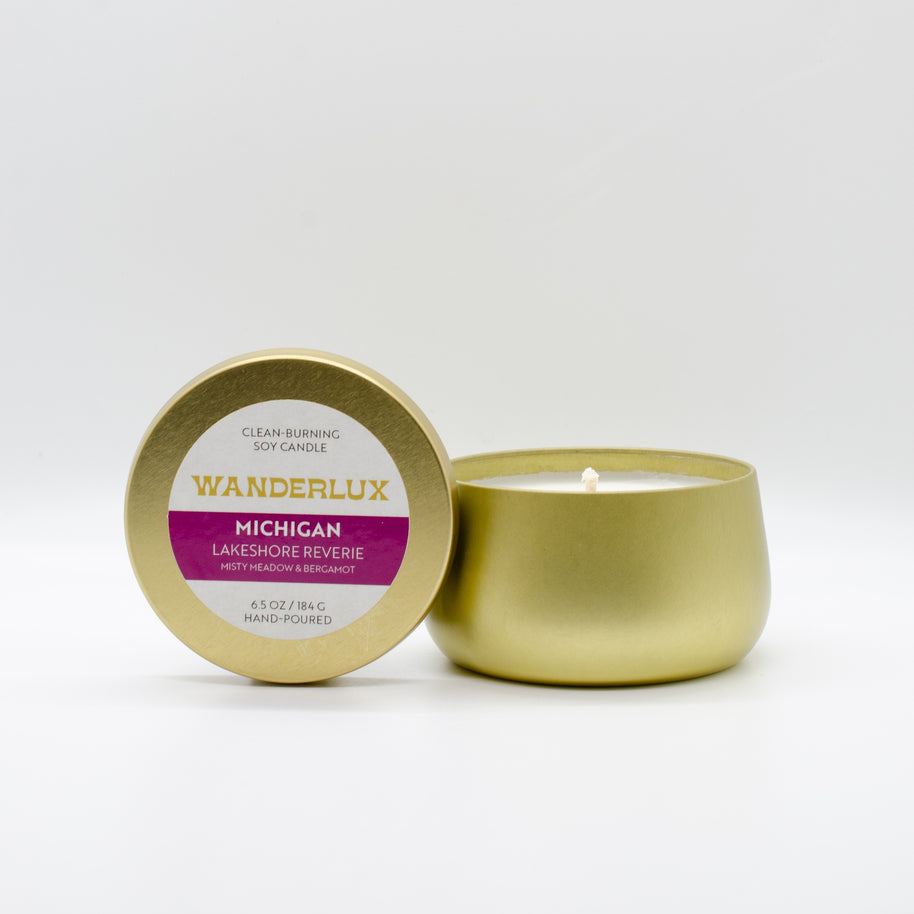 Wanderlux Michigan Lakeshore Reverie 6.5 Ounce Soy Candle