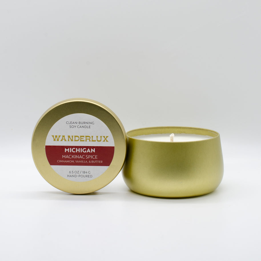 Wanderlux Michigan Mackinac Spice 6.5 Ounce Soy Candle