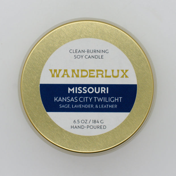 Wanderlux Missouri Kansas City Twilight 6.5 Ounce Soy Candle