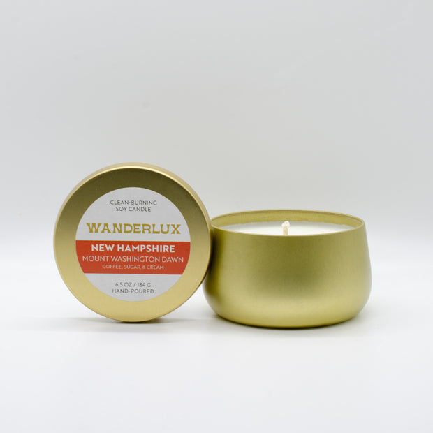 Wanderlux New Hampshire Mount Washington Dawn 6.5 Ounce Soy Candle