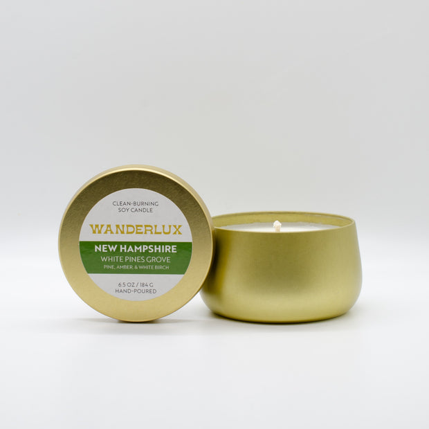 Wanderlux New Hampshire White Pines Grove 6.5 Ounce Soy Candle