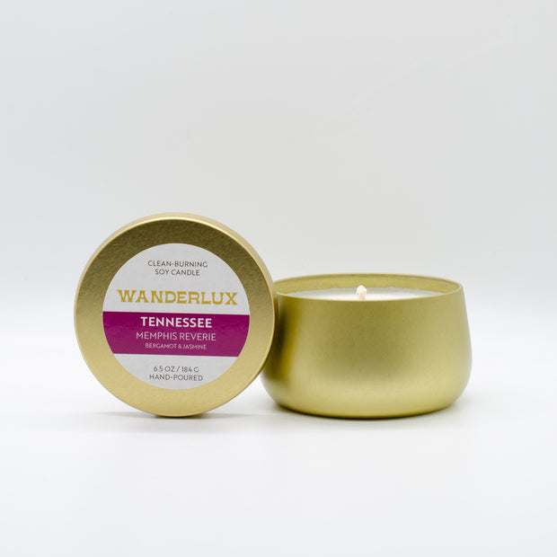 Wanderlux Tennessee Memphis Reverie 6.5 Ounce Soy Candle