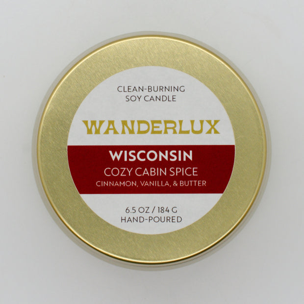 Wanderlux Wisconsin Cozy Cabin Spice 6.5 Ounce Soy Candle